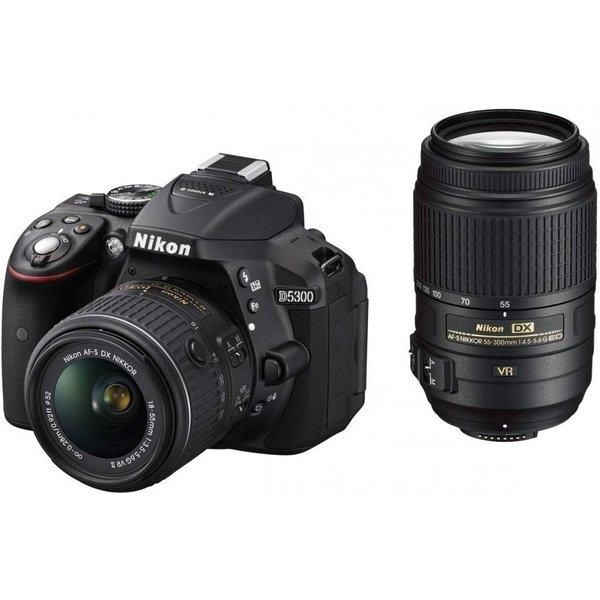 中古】ニコン Nikon D5300 ダブルズームキット ブラック SDカード付き 