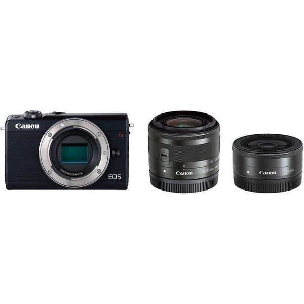 【中古】キヤノン Canon EOS M100 ダブルレンズキット ブラック SDカード付き