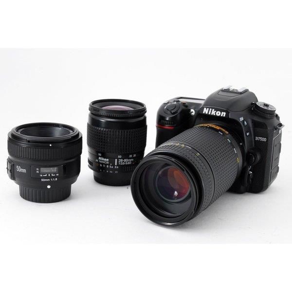 【中古】ニコン Nikon D7500 単焦点&標準&望遠トリプルレンズセット 美品 SDカード付き