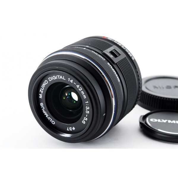 【中古】オリンパス OLYMPUS M.ZUIKO DIGITAL 14-42mm F3.5-5.6 II R 美品 ブラック 標準ズームレンズ