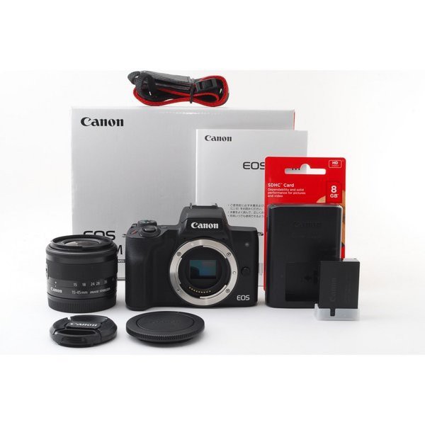 半額品 キヤノン Canon EOS Kiss M ブラックレンズキット 美品 Wi-Fiで