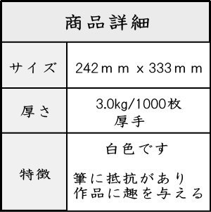 書道 半紙 白銀 1000枚 漢字用 機械漉き 白色 厚口 にじみ少なめ