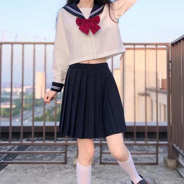 限定ソックスおまけ！）女子高生 制服 セーラー服 女子高校生 学生服 長袖 セットアップ 上下セット JK制服 文化祭 学園祭 可愛い  蝶ネの通販はau PAY マーケット - MOMOMO | au PAY マーケット－通販サイト