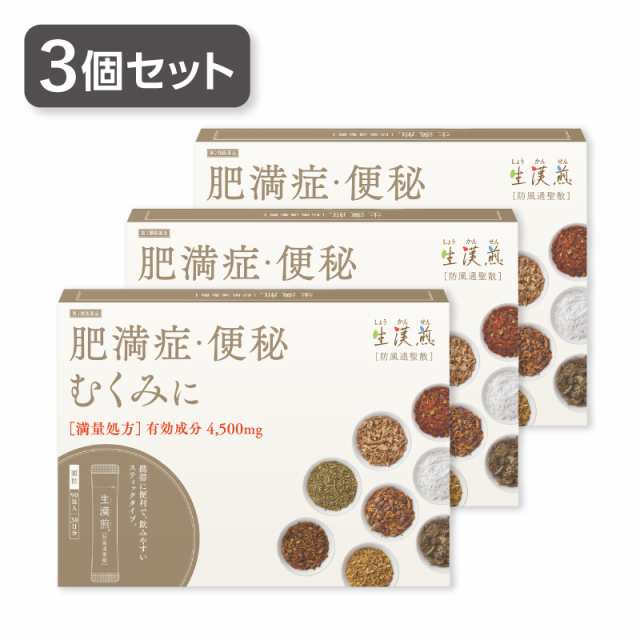 【第2類医薬品】3個セット 生漢煎 防風通聖散 満量処方 (90包入 30日分）セルフメディケーション税制対象