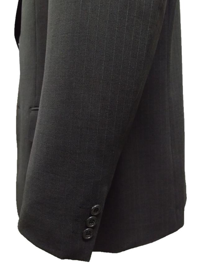 スーツ メンズ ビジネス 春夏 紳士服 黒ストライプ 大きいサイズ Ｅ体 洗える ウエストアジャスター付 送料無料 シングル2つボタン スラックスツータック 15003 スーツ メンズ ビジネス 春夏 紳士服 黒ストライプ 大きいサイズ E体