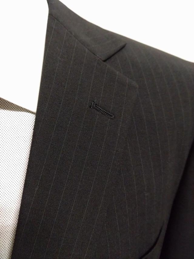 スーツ メンズ ビジネス 春夏 紳士服 黒ストライプ 大きいサイズ E体