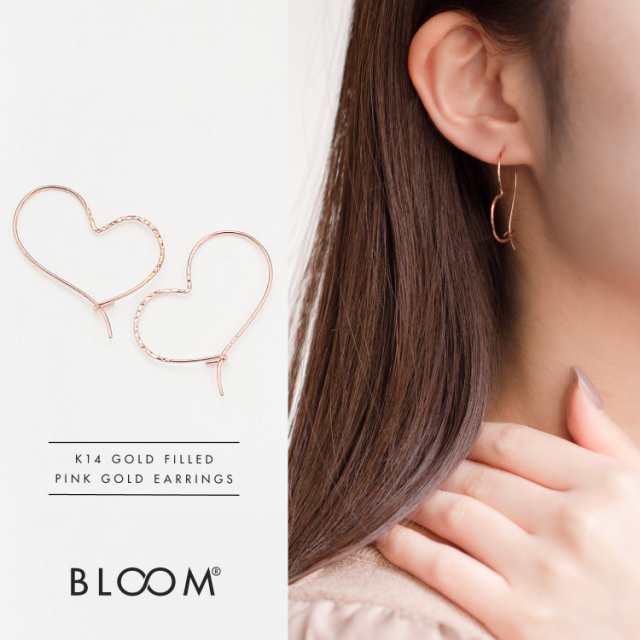 BLOOM】ハート型 フープピアス-