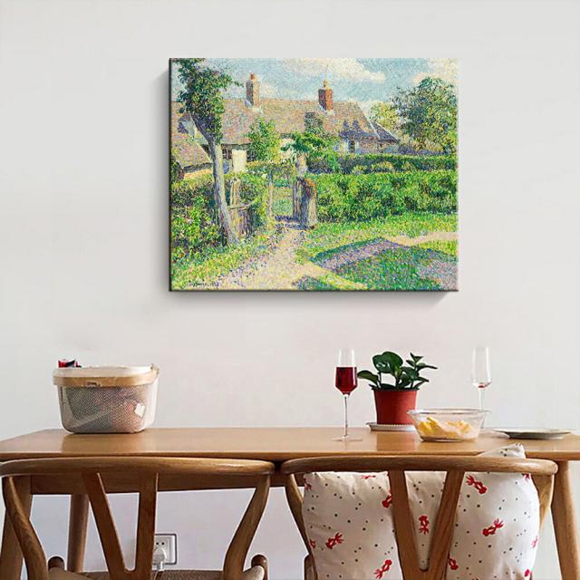 カミーユ・ピサロ 『エラニーの農家』 絵画 風景画 ファブリックパネル インテリア 絵 アートフレーム プリキャンバス複製画 人気50×60cm 壁掛け おしゃれ 玄関 リビング アートパネル 店舗 プレゼント 送料無料