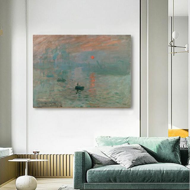 クロード・モネ 印象・日の出 油絵 風景画 壁掛け 名画 ファブリック パネル オシャレ インテリア アートパネル リビング プレゼント 送料無料_2