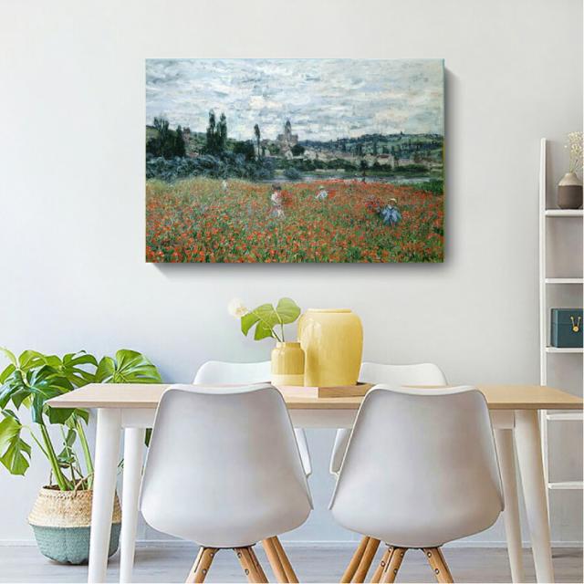 クロード・モネ ヴェトゥイユ近外のポピーの畑 油絵 風景画 壁掛け 名画 ファブリック オシャレ インテリア アートパネル プレゼント 送料無料