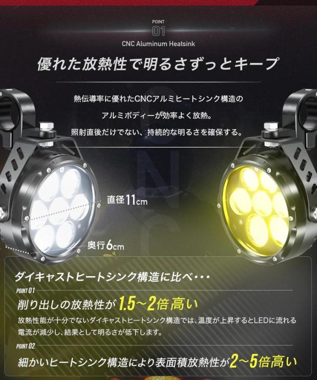 Kaedear(カエディア) バイク LED プロジェクター フォグ ランプ 補助