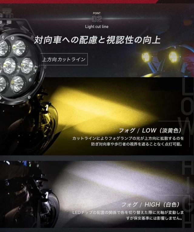 Kaedear(カエディア) バイク LED プロジェクター フォグ ランプ 補助