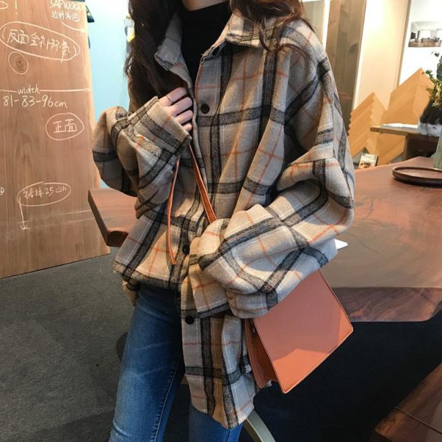 シャツ ブラウス 長袖 ハイネックブラウス 個性 パフスリーブ トップス ファッション ゆったり ブラウス チェック 体型カバー 通勤 レディース シャツ ブラウス レディース 秋 春 チェック柄 トップス 長袖