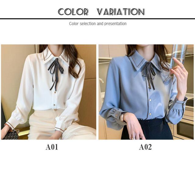シャツ ブラウス 春夏 秋 シフォン レディース バルーン袖 花柄 リボン 長袖 シャツ オフィス トップス 通勤 スーツ インナー ビジネス 入学式 シャツ ブラウス 春夏 秋 シフォン レディース バルーン袖 花柄