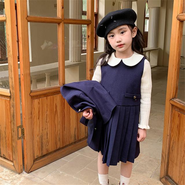子供 フォーマルスーツ 女の子 ワンピース シンプル 紺 丸襟 白襟 100 卒園式の女の子向けセットアップ｜おしゃれで可愛いおすすめランキング
