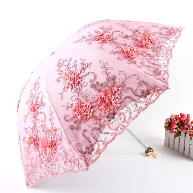 レクサス　傘　晴雨兼用 折りたたみ傘 ピンク 花柄 牡丹柄の3段折りたたみ傘（晴雨兼用傘）16本骨 – かさたび