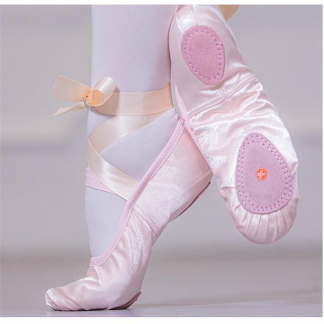 バレエ サテン生地 練習用 ダンス シューズ 子供用 大人用 靴