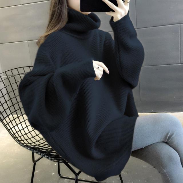 暖か ニット トップス セーター レディース ロング丈 ハイネック