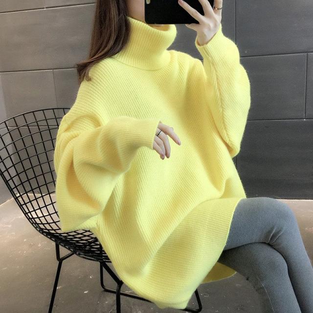 暖か ニット トップス セーター レディース ロング丈 ハイネック