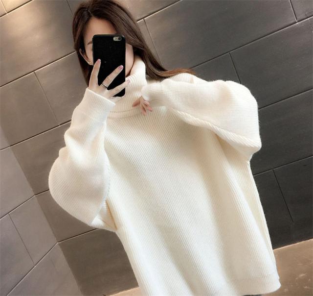 暖か ニット トップス セーター レディース ロング丈 ハイネック