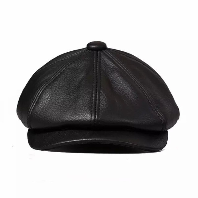 大人気　ハンチング帽　PUレザー　キャップ　黒　メンズ　キャスケット　ベレー帽