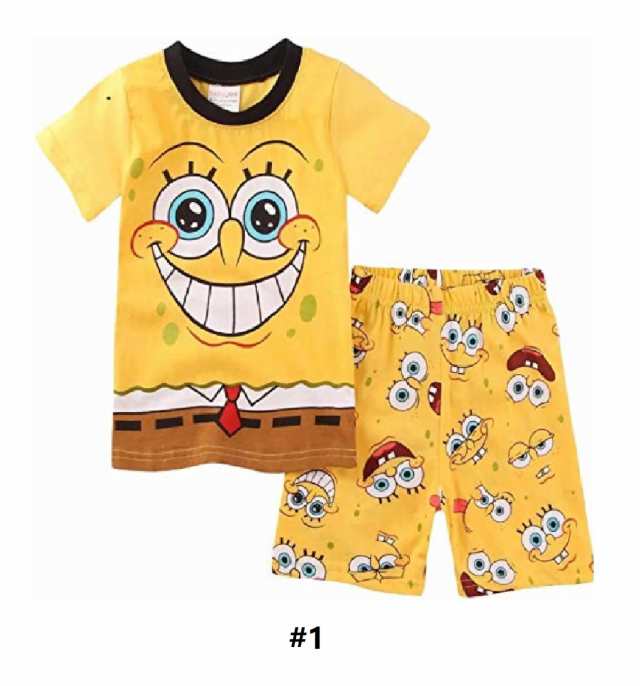 【送料無料】パジャマ 半袖 &半パン 上下セット ジュニア キッズ 子供服 男の子 ボーイズ スポンジボブ spongebob 人気パジャマ 90  100 ｜au PAY マーケット