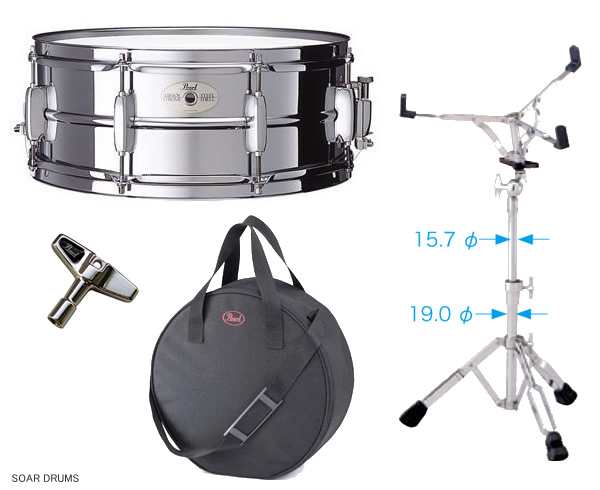 スネアドラムセット Pearl パール SS1455N 14 x 5.5 スタンド ケース ...