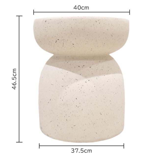Hoola. テラゾー柄スツール サイドテーブル 高さ46.5cm 人工石 オフホワイト スツール 椅子 丸椅子 丸イス チェア 腰掛け 丸形 テラゾー 石模様 石柄 ストーン 大理石調 おしゃれ オシャレ かわいい シンプル モノトーン モダン 家具 玄関 リビング 白 韓国インテリア_4