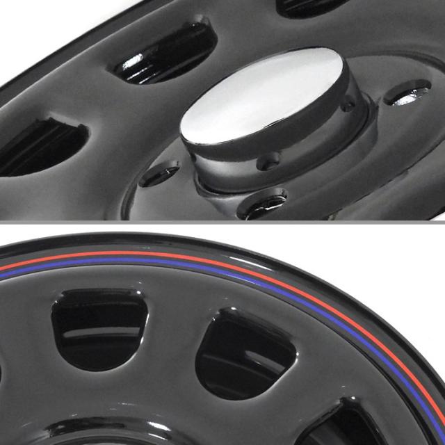 14in デイトナ銀輪 4本仕かける 【14×5.0J+42 4H PCD100 CB68】 黒いこと 赤いこと＆青味 生産ライン 軽虎 タント ムーヴ ご機嫌ゼット 手押し車R N-BOX 軽自動車 スチール写真銀輪 黒