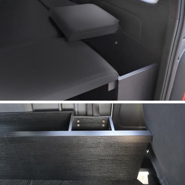 200系 ハイエース バン S-GL 標準 ベッドキット ブラック HELIOS 収納