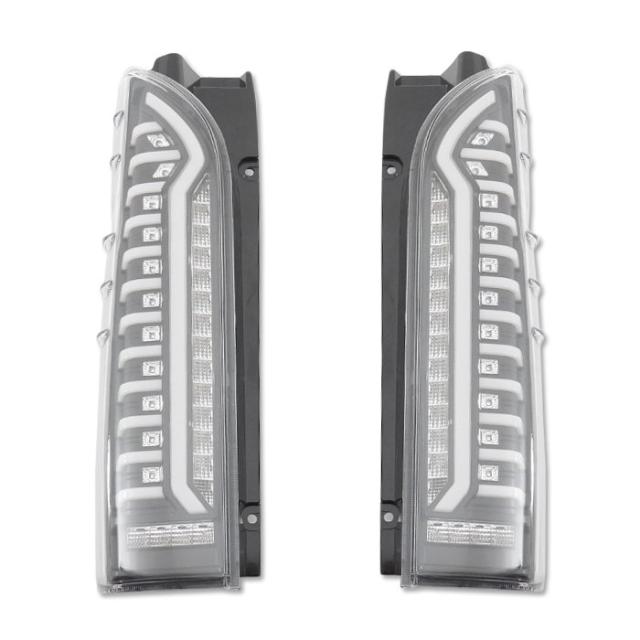 200系 ハイエース オープニングアクション フルLEDテールランプ シーケンシャルウィンカー 左右セット 新品 クリア×ブラック 外装 カスタムパーツ トヨタ_5
