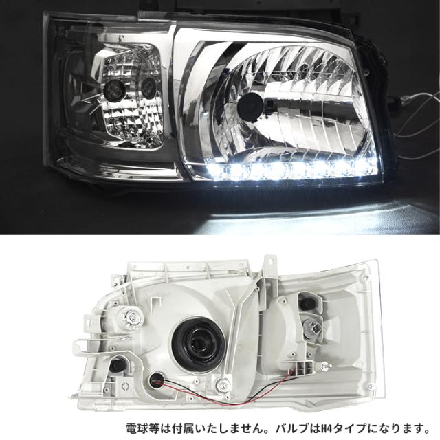 200系 ハイエース 1型 2型 ヘッドライト ホワイトLED付き インナークリスタル アウディ風 Ver,2 左右セット 外装　カスタムパーツ トヨタ_3