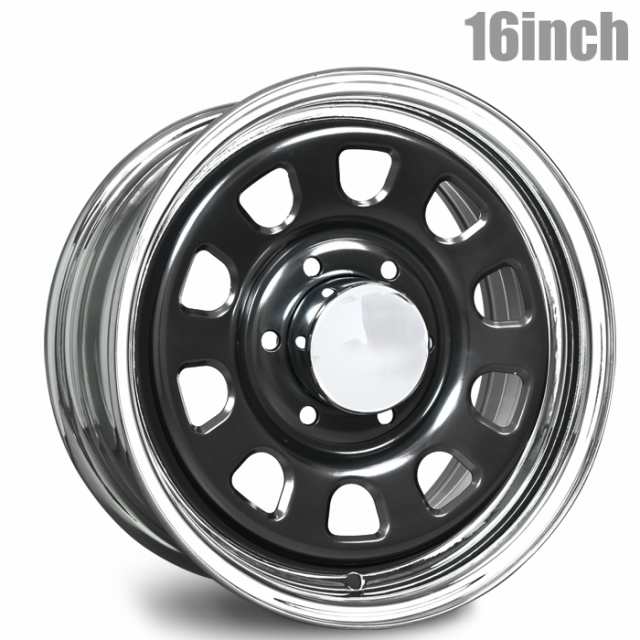 16インチ デイトナホイール 4本セット 【16×6.5J+38 6H PCD139.7】 ブラック クロームリム メッキリム 200系 ハイエース  等 スチールホイールの通販はau PAY マーケット - オートパーツサンライズ | au PAY マーケット－通販サイト