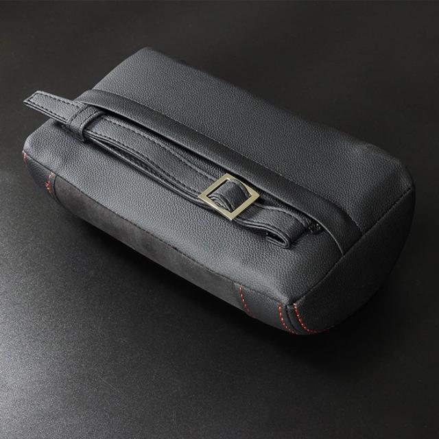 HELIOS レザー ネックパッド 2個セット 汎用 ブラック×ステッチレッド 
