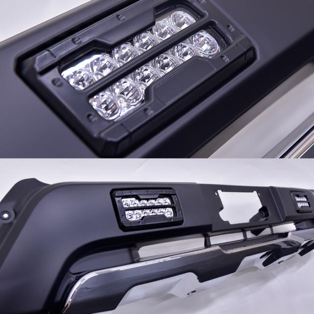 200系 ハイエース 4型 5型 6型 7型 8型 ワイド フロントバンパーガード LEDデイライト付き オフロード仕様 アンダーメッキ付き 外装 カスタムパーツ トヨタ_3
