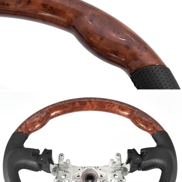 Car Dress-up ステアリング プリウス 30 ガングリップ PVCレザー 純正交換 ハンドル ウッド調 パネル 高級 パンチングレ Car Dress-up ステアリング プリウス 30 ガングリップ PVCレザー 純正