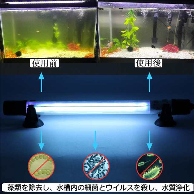 水族館UV殺菌ランプ 滅菌能力が強い 滅菌ライト 水中殺菌灯 水族館 魚