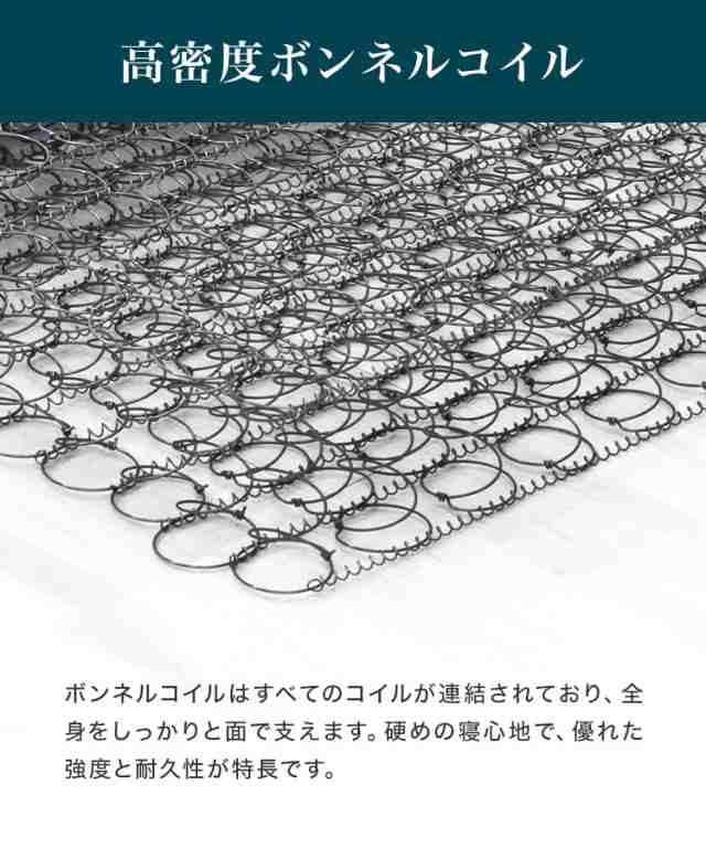 ボンネルコイル マットレス 高密度30D 厚さ16.5cm シングル 硬め