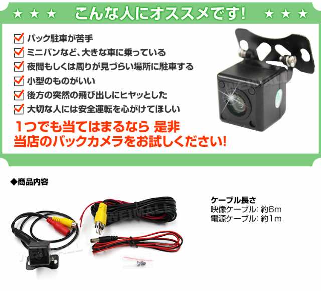 バックカメラ 車載カメラCMOS角型 角度調整可能 高性能 車載用バックカメラ 各種カーナビとの取り付け可能液晶王国 安心1年保証