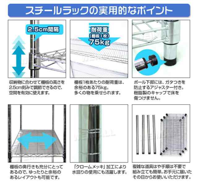 スチールラック 幅120 奥行30 メタル スチール ラック 棚 5段 ポール径