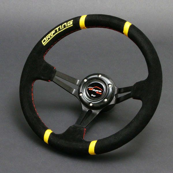 ステアリング 35φ ディープコーン 70mm  本牛革バックスキン DRIFTING 赤色クロスステッチ DD35Fの通販は 6,526円