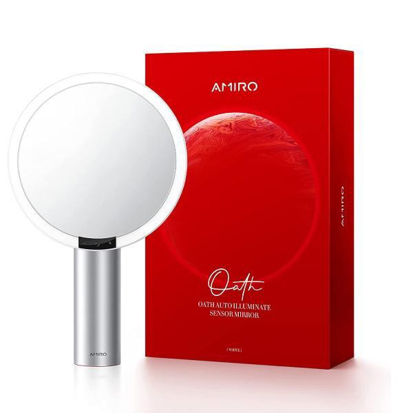AMIRO Oath 女優ミラー 5倍拡大鏡 日光鏡 8インチ USB充電式 LEDライト