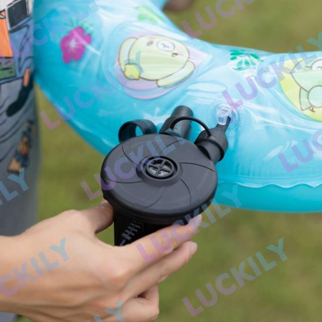 電動エアーポンプ DC12V ライトブルー 空気入れ&空気抜き 両対応 20psi