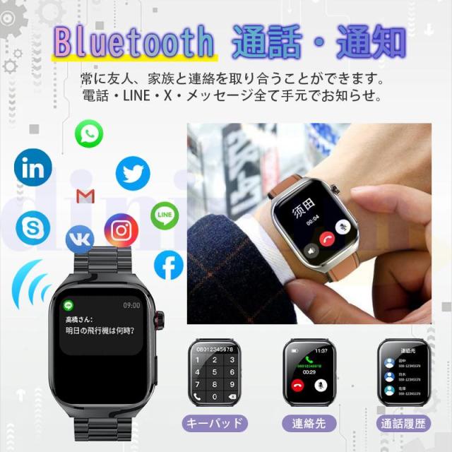 スマートウォッチ 2026最新医療レベル「血糖値 五臓脂肪検査 血中脂質 正規品」通話可能 心拍数 血中酸素 血圧 体温歩数計 睡眠管理 Line着信通知 父の日_3