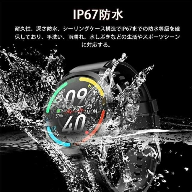 スマートウォッチ 血糖値 血圧測定 心電図 日本製センサー 通話機能 AI音声アシスタント 血中酸素 歩数計 睡眠監視 丸型 ギフト iPhone Android対応_15