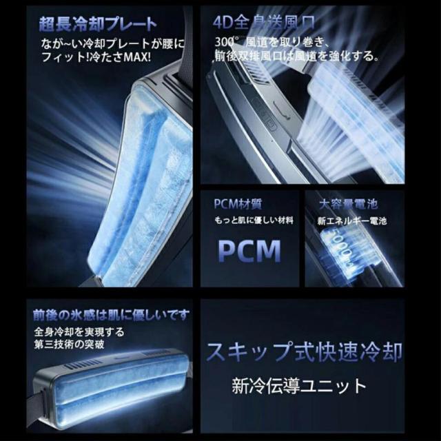 腰ベルト ファン 腰掛け扇風機 大風量 冷風機 携帯 5000mAh 大容量バッテリー 超強風 静音 3段階風量 USB充電式 空調ファン ハンズフリーファン 自転車に乗る_2
