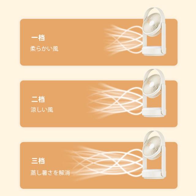 壁掛け扇風機 リモコン おしゃれ 自動首振り 折りたたみ usb充電式 リビング 軽量 静音 卓上/地上両用 バッテリー内蔵 サーキュレーター 卓上扇風機_3