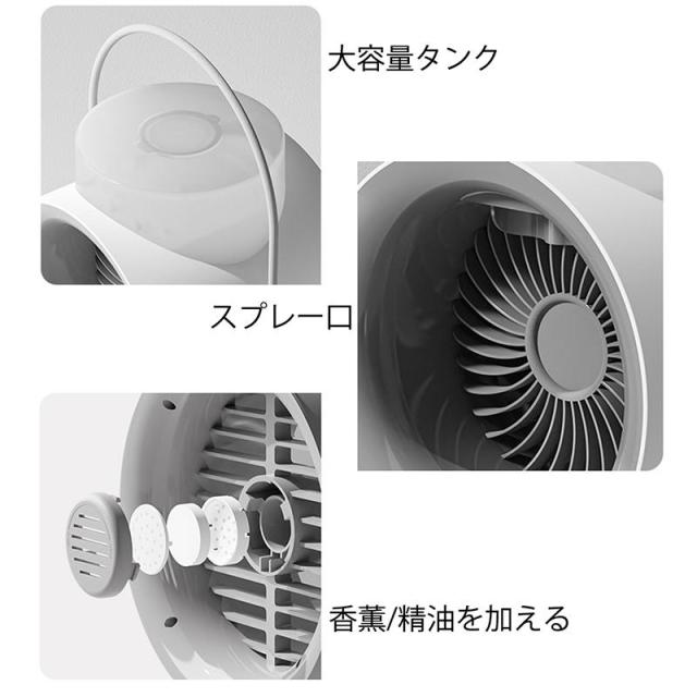 冷風扇 自動首振り 小型 冷却 冷風機 扇風機 携帯 加湿 USB充電式 静音 噴霧式 三段階風量 ナイトライト 4000mAh コードレス 卓上扇風機_12