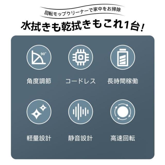 電動モップ 回転モップ コードレス 回転モップクリーナー 水噴射 スプレー機能 電動回転モップ 充電式 水拭き 手が汚れない 床掃除 窓の掃除 畳掃除 床拭き_1