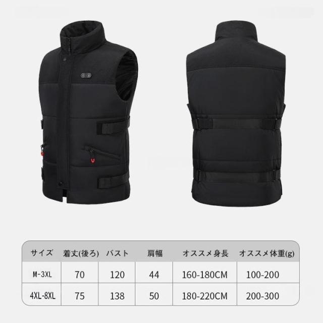 電熱ベスト ヒーターベスト レディース メンズ 8つヒーター内蔵 USB給電 3段温度調整 発熱 温熱ベスト 即暖 防寒 洗濯可